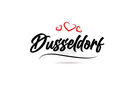 Téléchargez les illustrations : Düsseldorf ville européenne typographie mot texte avec style amour. Lettrage à la main. Texte de calligraphie moderne - en licence libre de droit