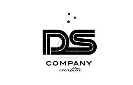 DS black and white combination alphabet bold letter logo with dots. Joined creative template design for business and company