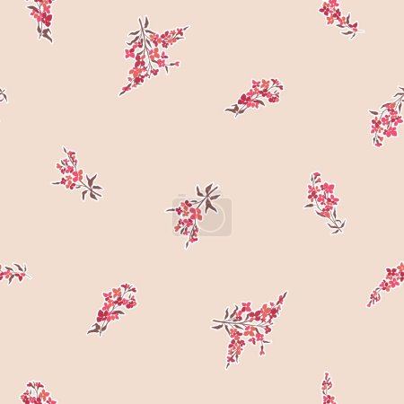 Photo for Handdrawn blooming branches on a pastel background - Royalty Free Image