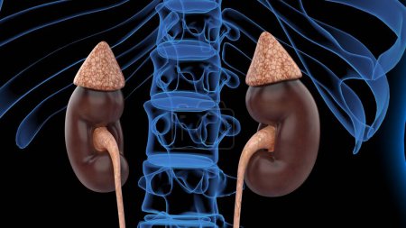 Foto de Human kidney anatomy for medical concept 3D illustration - Imagen libre de derechos