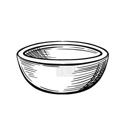 Illustration for Salad bowl. Ink sketch isolated on white background. Hand drawn vector. Retro style. - Royalty Free Image
