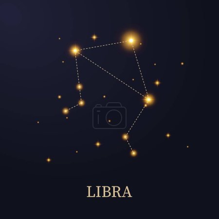 Zodiac constellation Libra on a dark background with stars, vector illustration.