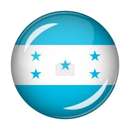 Flag of Honduras in the form of a round shaped icon. Abstract concept. The national flag is convex in shape. Vector illustration