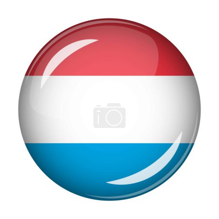 Flagge von Luxemburg in Form einer runden Ikone. Abstraktes Konzept. Die Nationalflagge ist konvex. Vektorillustration