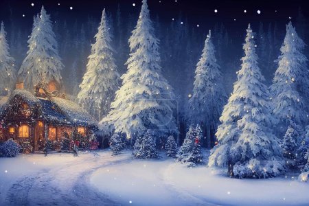 Photo for Christmas holiday snowy evening - Royalty Free Image