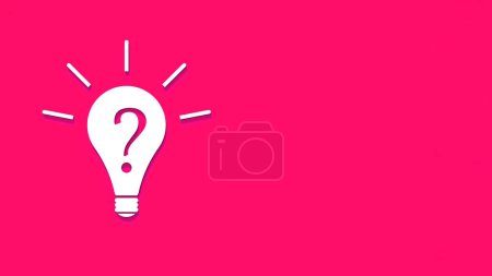 Téléchargez les photos : White light bulb with shadow on pink background. Illustration of symbol of lack of idea. Question mark. Horizontal image. 3D image. 3D rendering. - en image libre de droit
