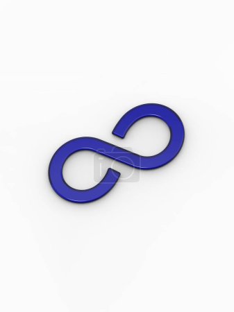 Photo for Blue infinity sign on a white background. Symbol of infinity in anything. The infinity of time. An endless cycle. Unlimited possibilities. Unity 3d image. 3D visualization. Horizontal image. - Royalty Free Image