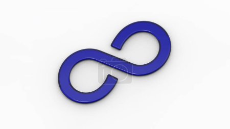 Photo for Blue infinity sign on a white background. Symbol of infinity in anything. The infinity of time. An endless cycle. Unlimited possibilities. Unity 3d image. 3D visualization. Horizontal image. - Royalty Free Image