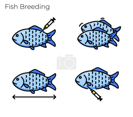 Illustration for Fish icon set for fish store, restaurant, cafe menu, farm, science websites, presentations, books. - Royalty Free Image