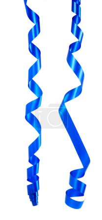 Photo for Twisted paper ribbon blue isolated on white background - Royalty Free Image
