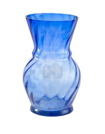 Photo for Blue glass flower vase isolated on white background. - Royalty Free Image