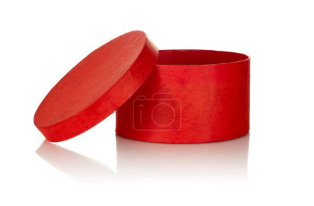 Photo for Red round open box isolated on a white background - Royalty Free Image