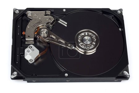Photo for Computer hard drive disassembled isolated on a white background. - Royalty Free Image
