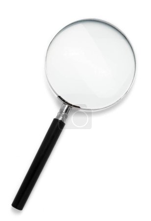Photo for A magnifying glass with a black handle isolated on white background - Royalty Free Image