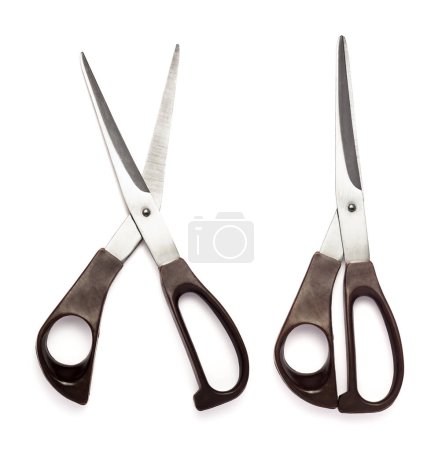 Photo for Metal scissors with plastic handles isolated on white background - Royalty Free Image