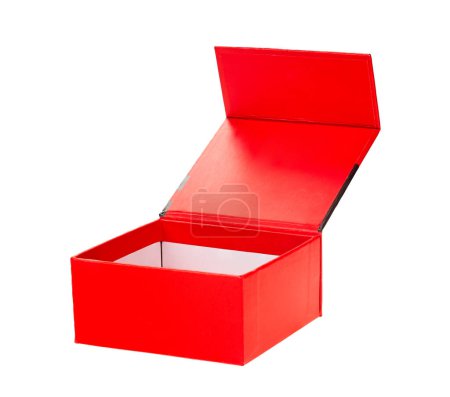 Photo for Big bright red open box isolated on a white background - Royalty Free Image