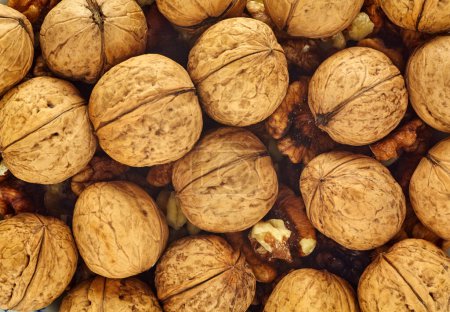 Photo for Background of walnuts close-up. Texture of walnut shell. - Royalty Free Image