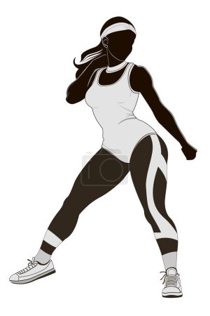Photo for Girl in fighting stance, abstract vector silhouette, front view - Royalty Free Image