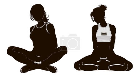 Photo for Sportswoman doing yoga, sitting in lotus position, doing stretching - Royalty Free Image
