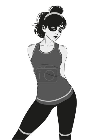 Photo for Black and white female silhouette in sportswear on a white background - Royalty Free Image