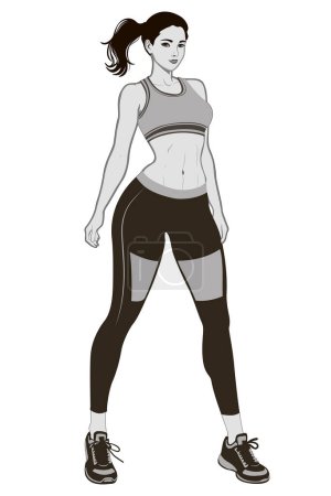Photo for Girl doing Lunges exercise, Woman workout fitness, aerobic and exercises. Vector Illustration - Royalty Free Image