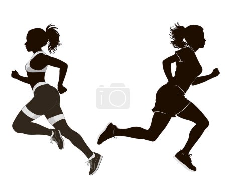 Photo for Running woman, abstract vector silhouette, side view - Royalty Free Image