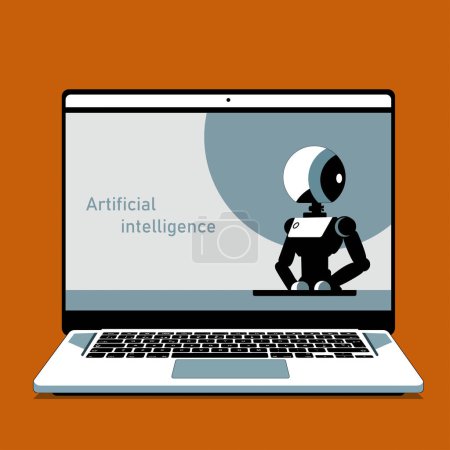 Photo for Robot Android breaking hot news anchor or cyber newscaster, Artificial Intelligence computer machine instead human reporter , cartoon Vector illustration. - Royalty Free Image