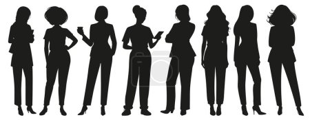 Photo for Diverse business professionals in elegant poses, showcasing corporate silhouettes - Royalty Free Image