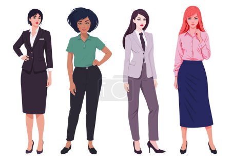 Photo for Office professionals women in various poses diverse and dynamic workforce - Royalty Free Image