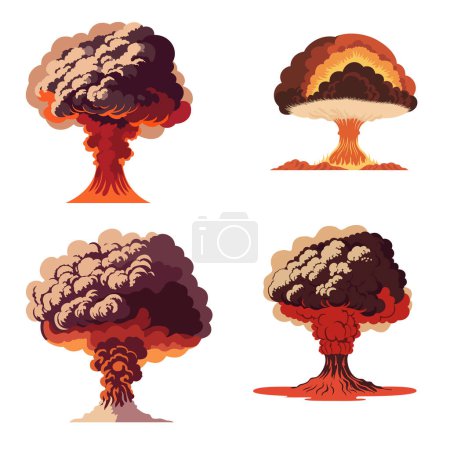 Photo for Nuclear explosion. Vector art of the atomic bomb. Huge mushroom cloud. Explosive destruction - Royalty Free Image