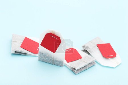Photo for Tea bags on blue background - Royalty Free Image