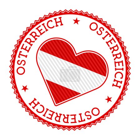 Illustration for Austria heart badge. Vector logo of Austria with name of the country in German language. Captivating Vector illustration. - Royalty Free Image
