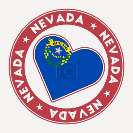 Téléchargez les illustrations : Nevada heart flag badge. From Nevada with love logo. Support the us state flag stamp. Vector illustration. - en licence libre de droit