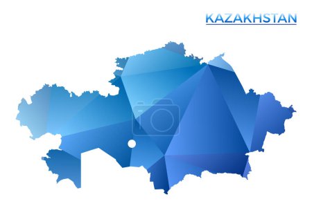 Téléchargez les illustrations : Vector polygonal Kazakhstan map. Vibrant geometric country in low poly style. Amazing illustration for your infographics. Technology, internet, network concept. - en licence libre de droit