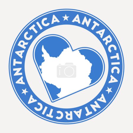 Ilustración de Antarctica heart flag badge. From Antarctica with love logo. Support the country flag stamp. Vector illustration. - Imagen libre de derechos