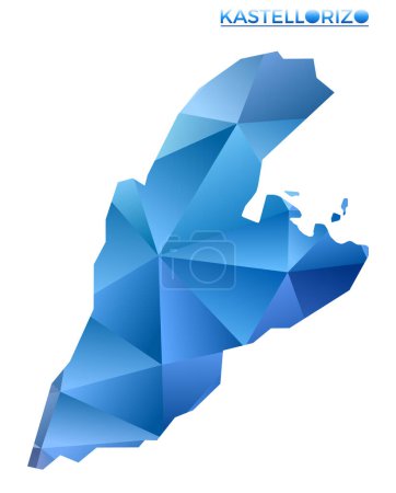 Illustration for Vector polygonal Kastellorizo map. Vibrant geometric island in low poly style. Astonishing illustration for your infographics. Technology, internet, network concept. - Royalty Free Image