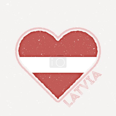 Ilustración de Insignia de bandera del corazón Letonia. Logotipo Letonia con textura grunge. Bandera del país en forma de corazón. Ilustración vectorial. - Imagen libre de derechos