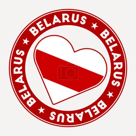 Illustration for Belarus heart flag badge. From Belarus with love logo. Former flag of Belarus %28symbol of protest, currently forbidden by the authorities%29. Vector illustration. - Royalty Free Image