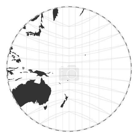 Ilustración de Mapa del mundo vectorial. Proyección gnomónica. Mapa geográfico del mundo llano con líneas de latitud y longitud. Centrado en 180º de longitud. Ilustración vectorial. - Imagen libre de derechos
