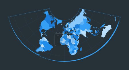 Illustration for World Map. Albers conic equal-area projection. Futuristic world illustration for your infographic. Nice blue colors palette. Stylish vector illustration. - Royalty Free Image