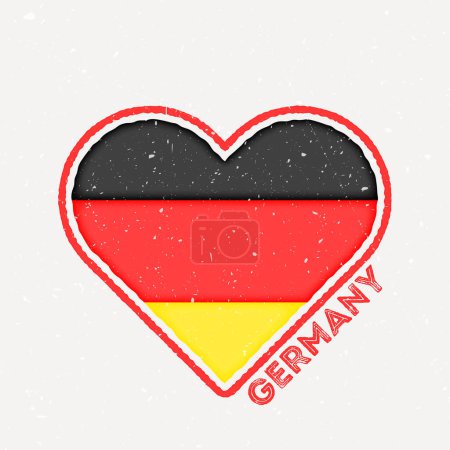 Illustration for Germany heart flag badge. Germany logo with grunge texture. Flag of the country heart shape. Vector illustration. - Royalty Free Image