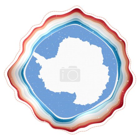 Ilustración de Antarctica flag in frame. Badge of the country. Layered circular sign around Antarctica flag. Awesome vector illustration. - Imagen libre de derechos