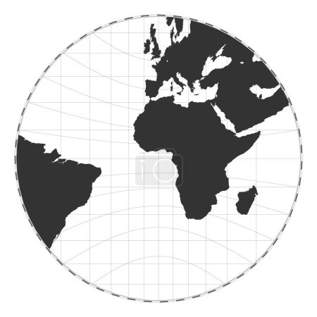 Illustration for Vector world map. Gnomonic projection. Plain world geographical map with latitude and longitude lines. Centered to 0deg longitude. Vector illustration. - Royalty Free Image