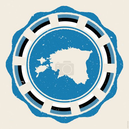Ilustración de Estonia vintage sign. Grunge round logo with map and flags of Estonia. Astonishing vector illustration. - Imagen libre de derechos