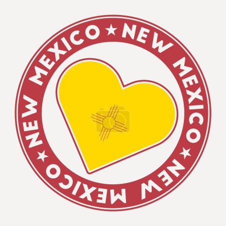 New Mexico heart flag badge. From New Mexico with love logo. Support the us state flag stamp. Vector illustration.