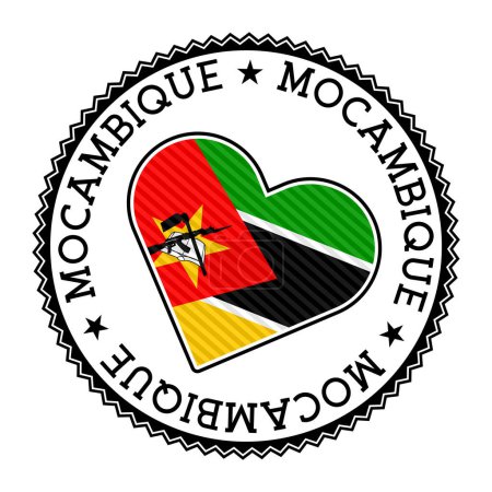 Illustration for Mozambique heart badge. Vector logo of Mozambique with name of the country in Portuguese language. Creative Vector illustration. - Royalty Free Image