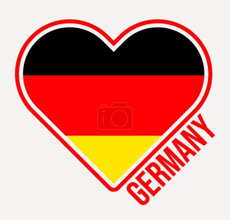 Illustration for Germany heart flag badge. Made with Love from Germany logo. Flag of the country heart shape. Vector illustration. - Royalty Free Image