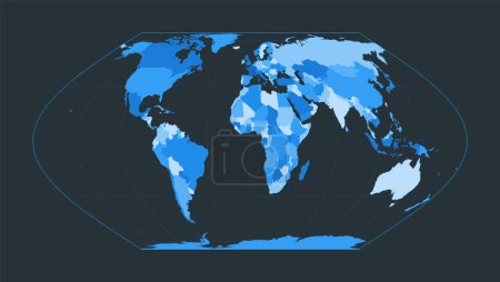 Illustration for World Map. Eckert VI projection. Futuristic world illustration for your infographic. Nice blue colors palette. Beautiful vector illustration. - Royalty Free Image
