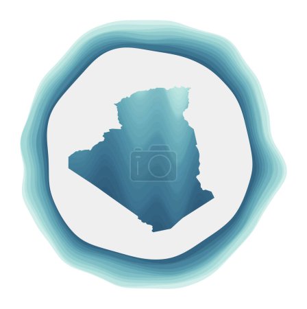 Ilustración de Logo Argelia. Insignia del país. Señal circular en capas alrededor de Argelia forma de frontera. Impresionante ilustración vectorial. - Imagen libre de derechos
