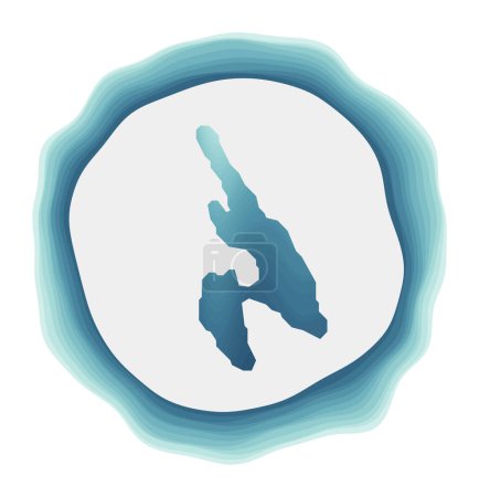 Ilustración de Logo de Ko Phi Phi. Insignia de la isla. Signo circular en capas alrededor de la forma del borde de la isla. Ilustración vector fresco. - Imagen libre de derechos
